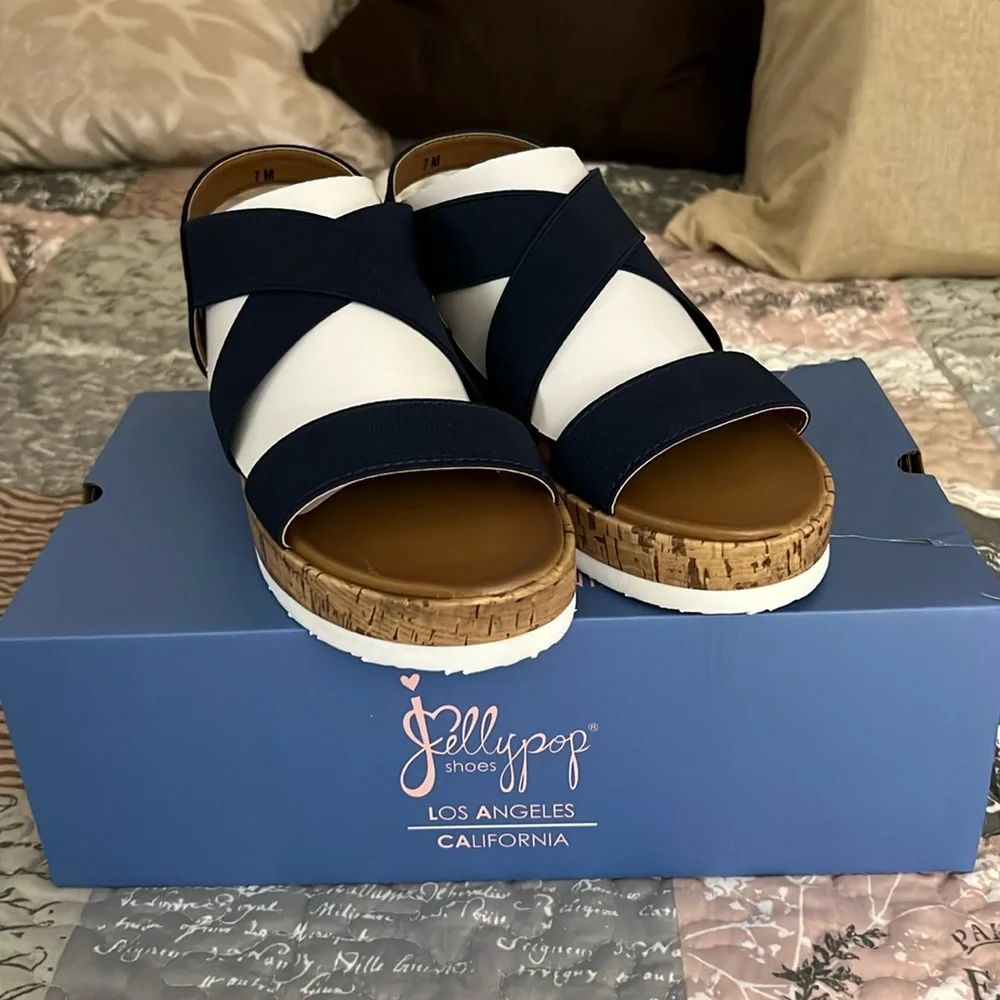 Jellypop Blue Sandals - Picture 1 of 9